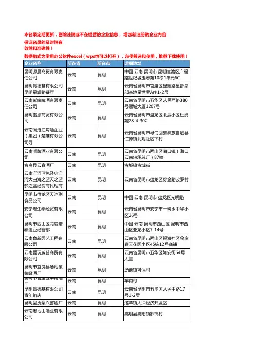 2020新版云南昆明酒类企业公司名录名单黄页联系方式大全374家
