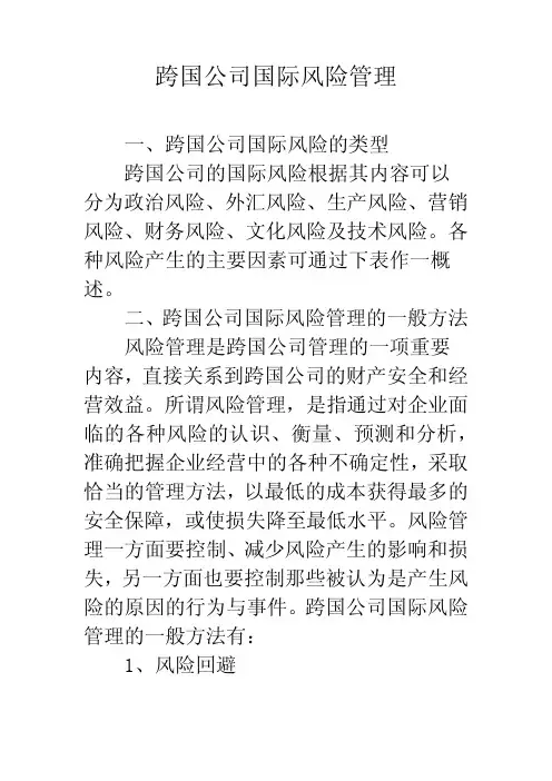 跨国公司国际风险管理