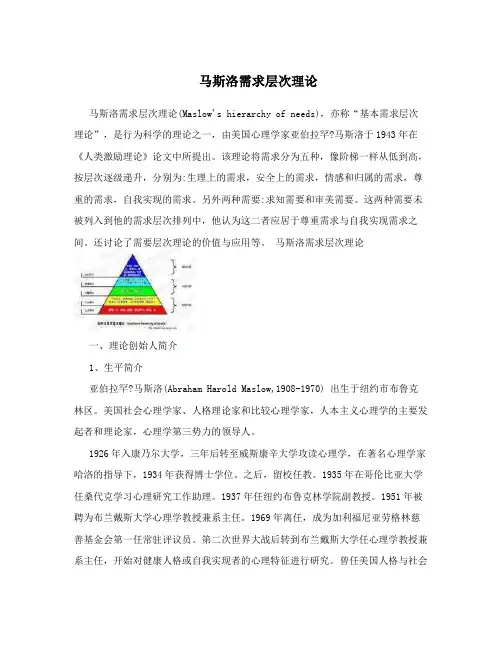 马斯洛需求层次理论