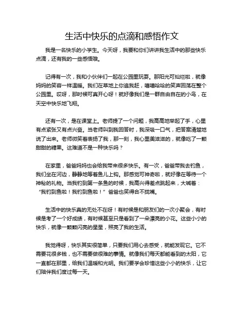 生活中快乐的点滴和感悟作文