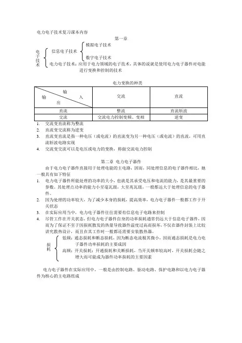 电力电子备考期末考试知识点