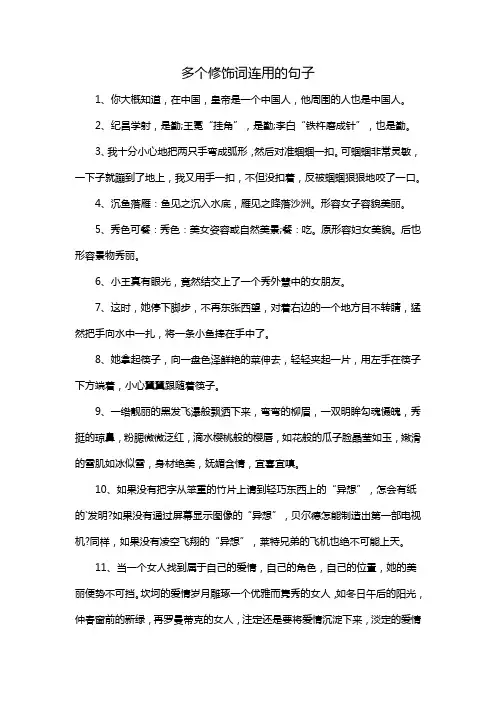 多个修饰词连用的句子