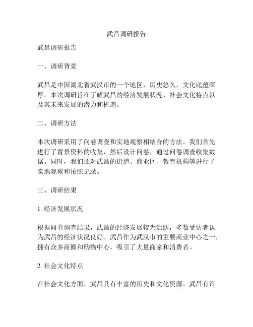 武昌调研报告