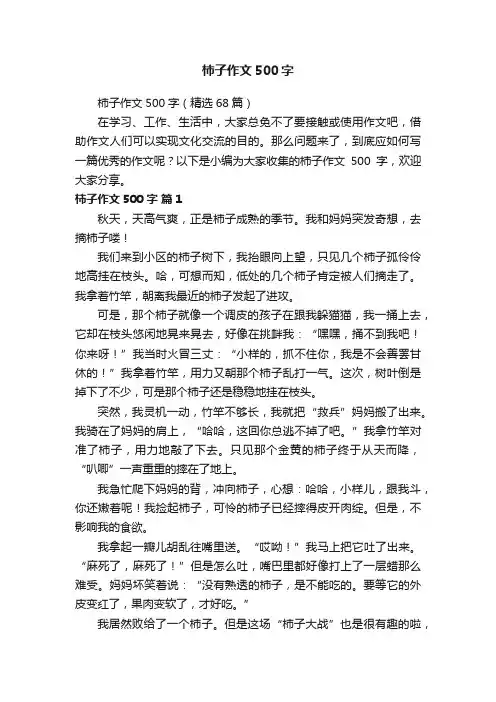 柿子作文500字（精选68篇）