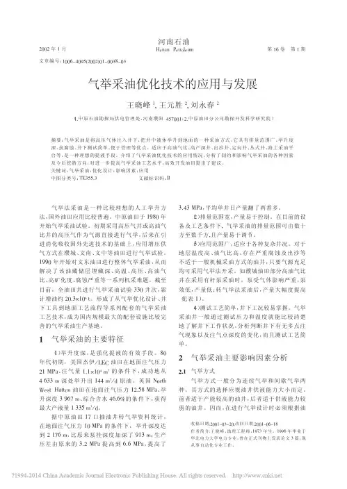 气举采油优化技术的应用与发展_王晓峰
