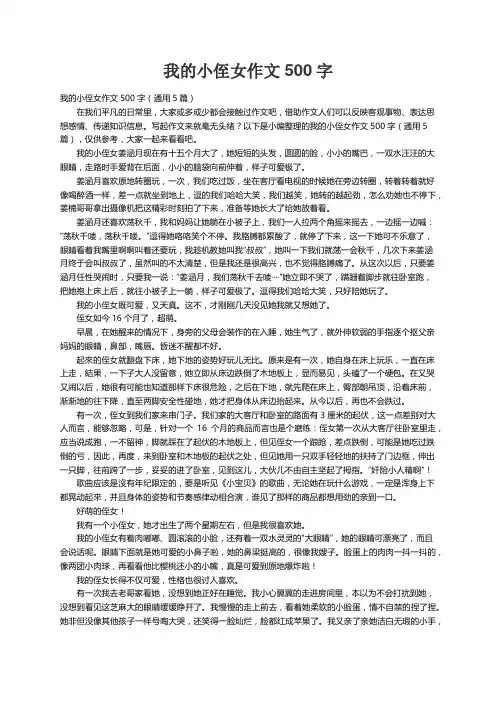 我的小侄女作文500字（通用5篇）