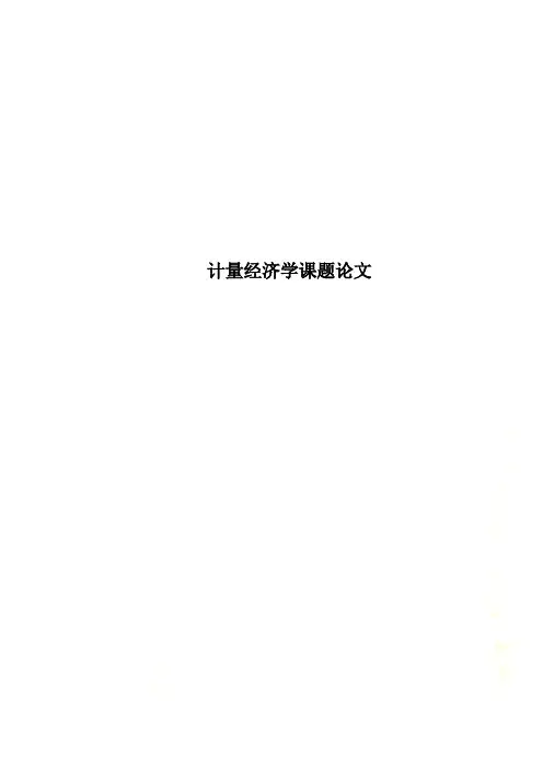 计量经济学课题论文
