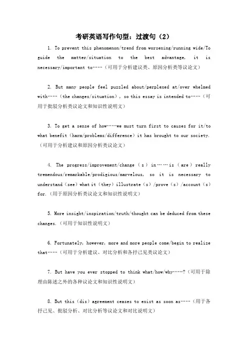 考研英语写作句型：过渡句(2)