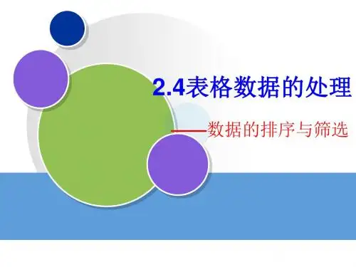 表格数据的排序与筛选演示PPT课件