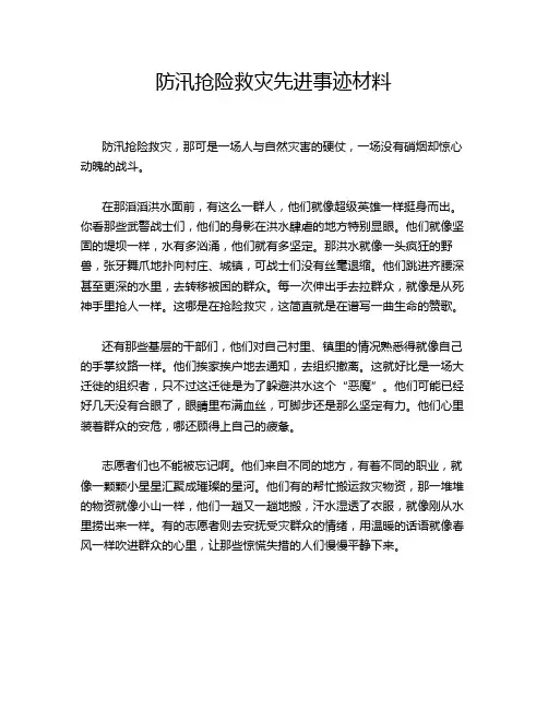 防汛抢险救灾先进事迹材料