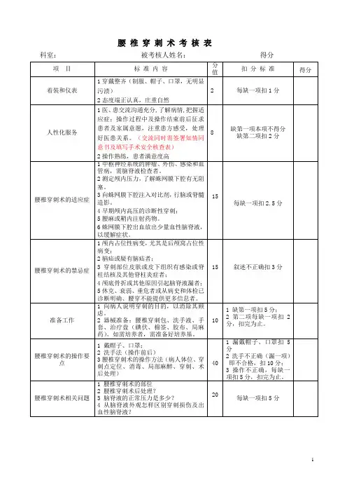 腰椎穿刺术考核