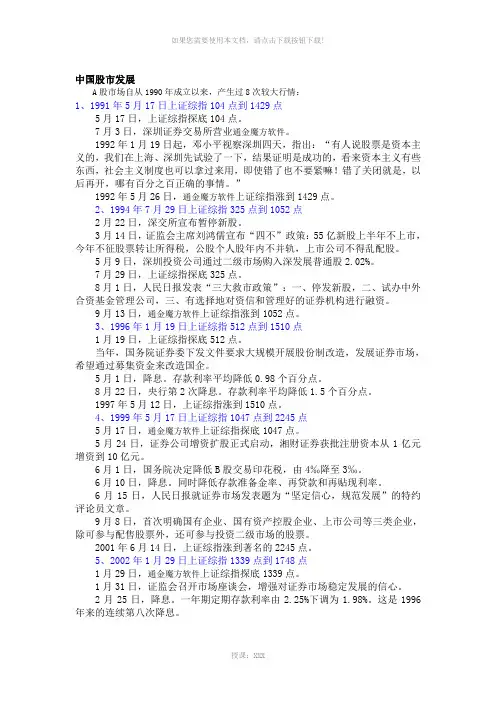 中国股市发展史