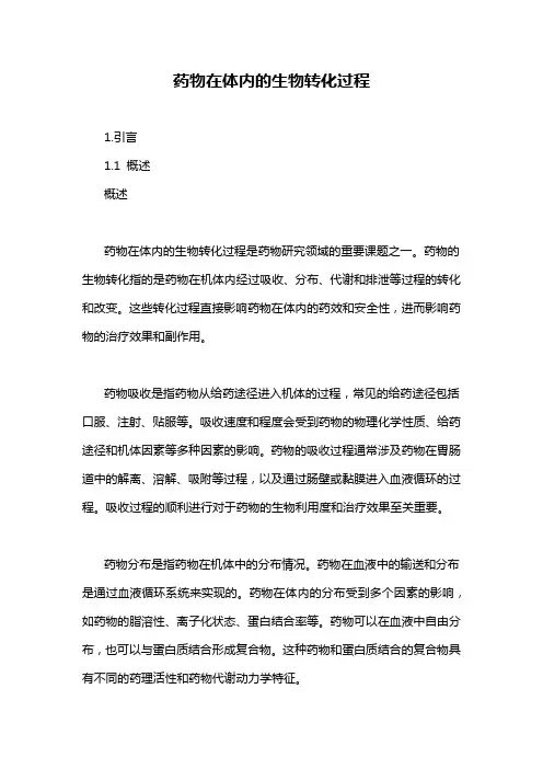 药物在体内的生物转化过程