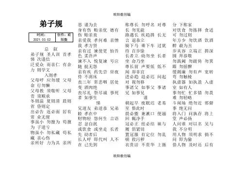 弟子规全文(繁体、简体对照)之欧阳数创编