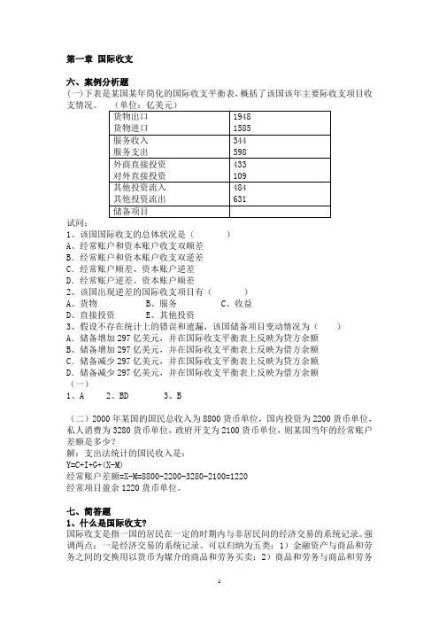 国际金融简答论述