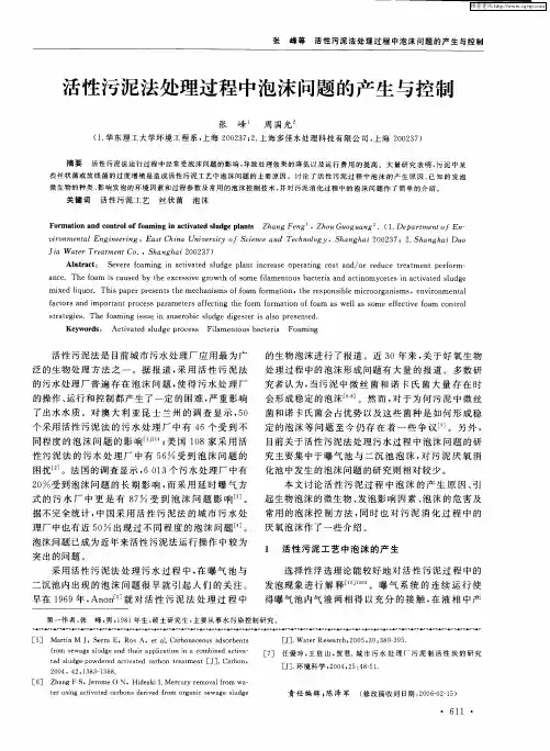 活性污泥法处理过程中泡沫问题的产生与控制