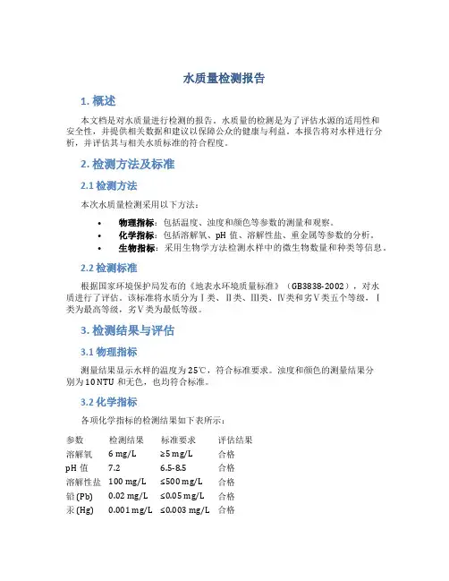 水质量检测报告