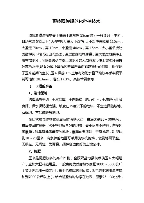 顶凌覆膜规范化种植技术