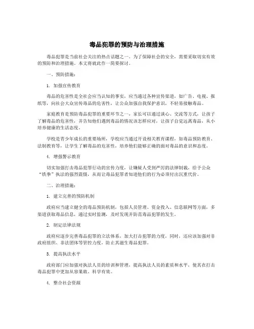毒品犯罪的预防与治理措施