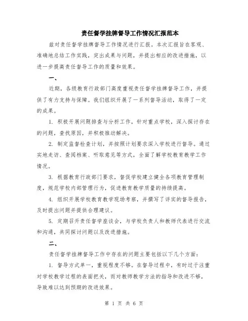 责任督学挂牌督导工作情况汇报范本（2篇）