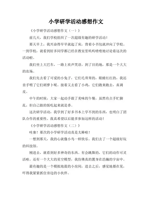 小学研学活动感想作文