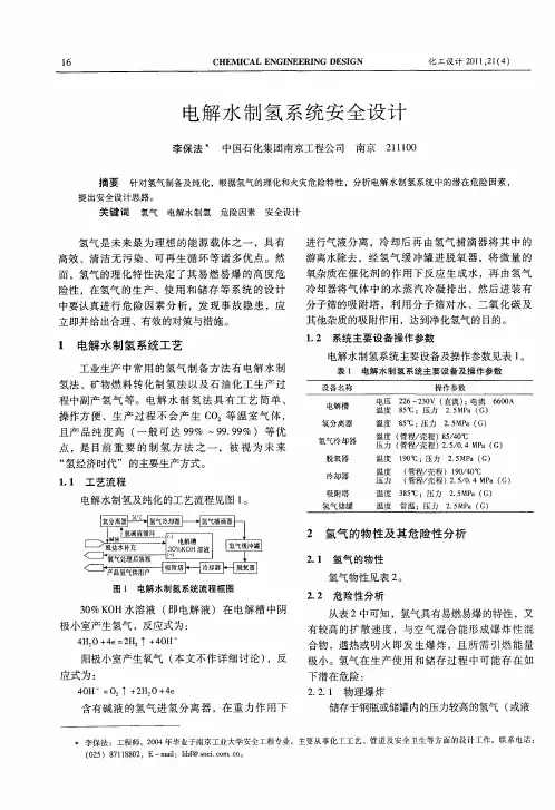 电解水制氢系统安全设计