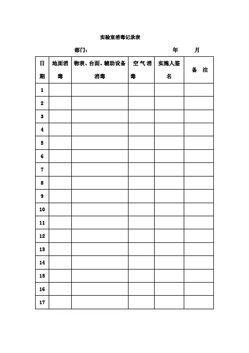 实验室消毒记录表