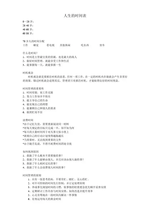 人生的时间表