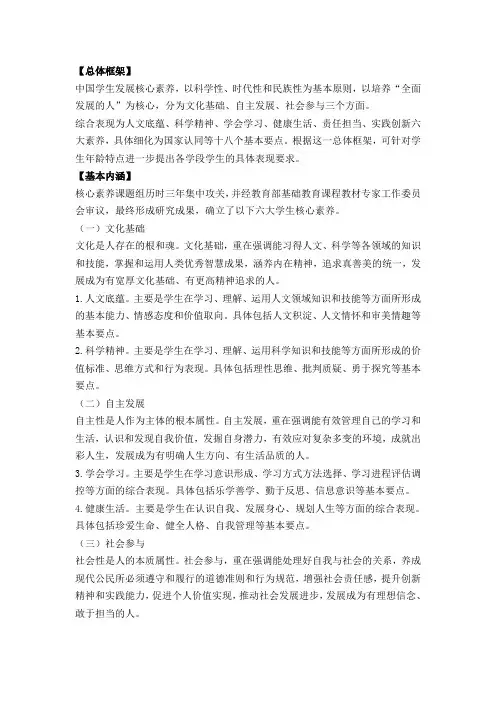 中国学生发展六大核心素养解读