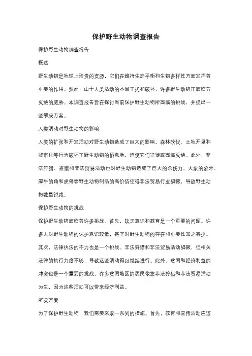 保护野生动物调查报告