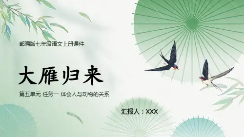 部编版七年级语文上册第五单元任务一体会人与动物的关系《大雁归来》PPT课件