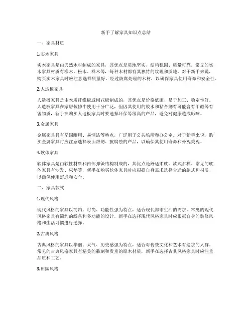 新手了解家具知识点总结