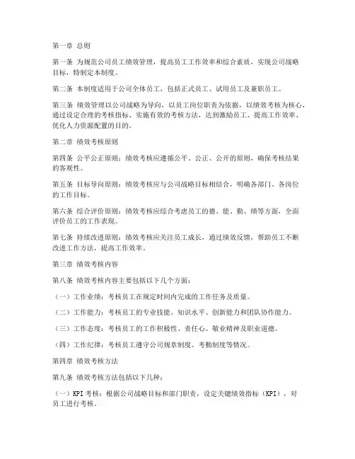 人力资源员工绩效管理制度