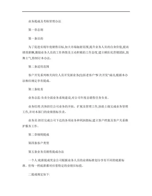 业务提成及绩效管理办法(精)