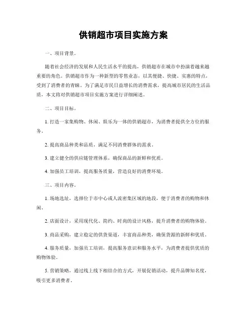 供销超市项目实施方案