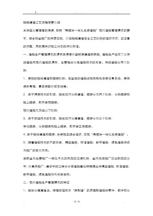 船舶建造工艺流程简要介绍