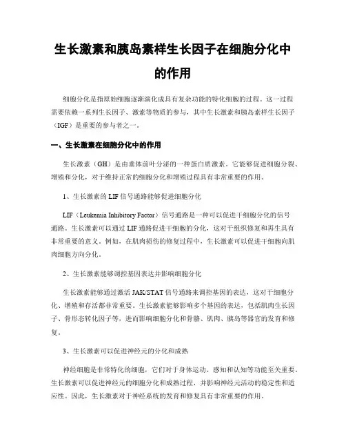 生长激素和胰岛素样生长因子在细胞分化中的作用