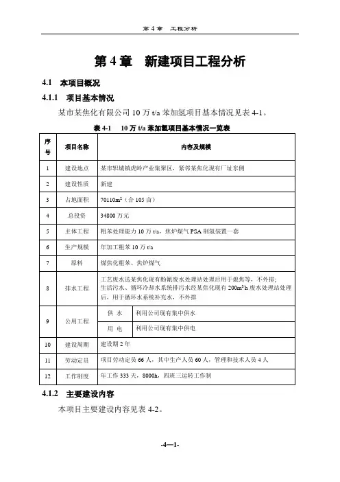 苯加氢项目环评报告书报批版-本工程分析