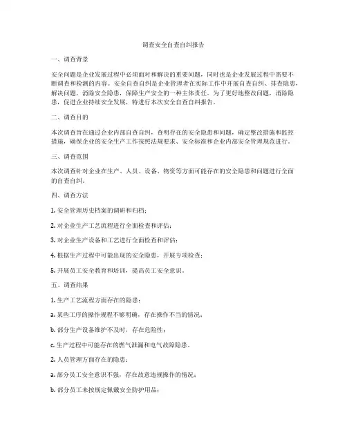 调查安全自查自纠报告