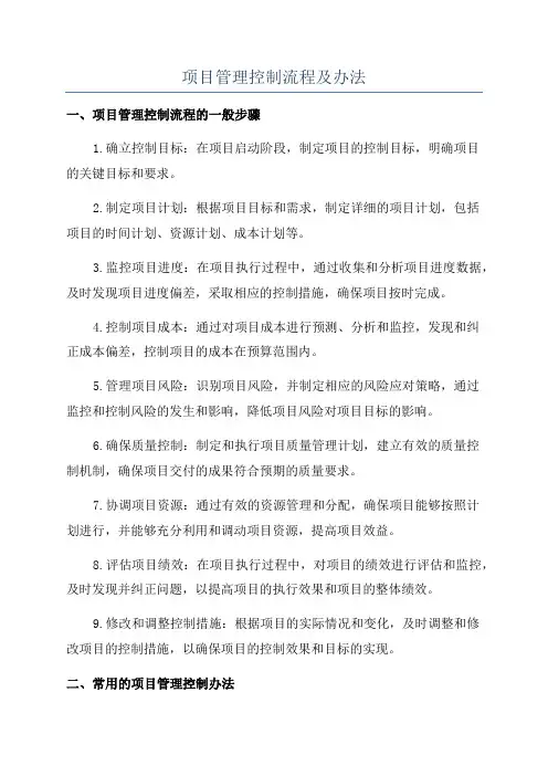 项目管理控制流程及办法