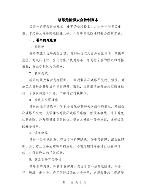 塔吊危险源安全控制范本