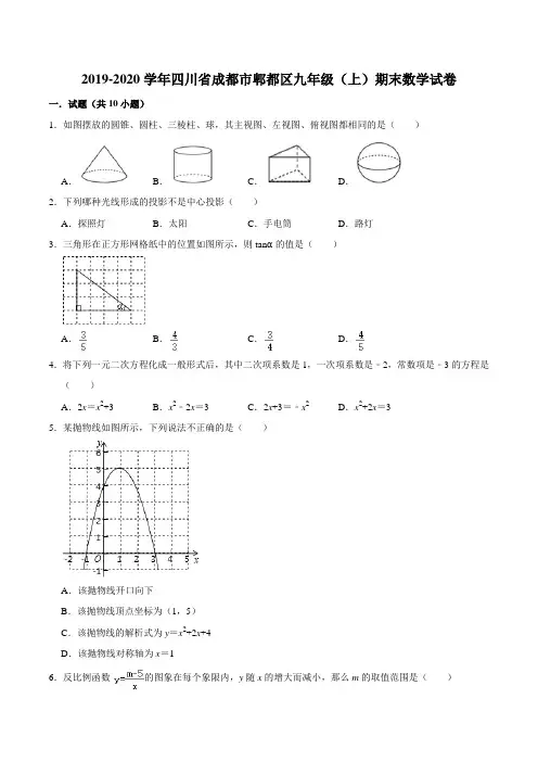 2019-2020学年四川省成都市郫都区九年级(上)期末数学试卷