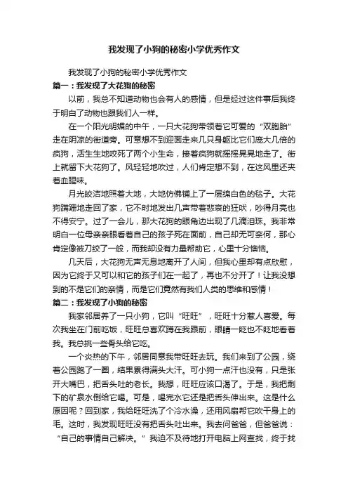 我发现了小狗的秘密小学优秀作文