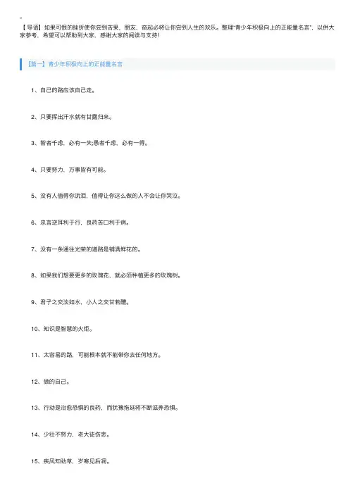 青少年积极向上的正能量名言
