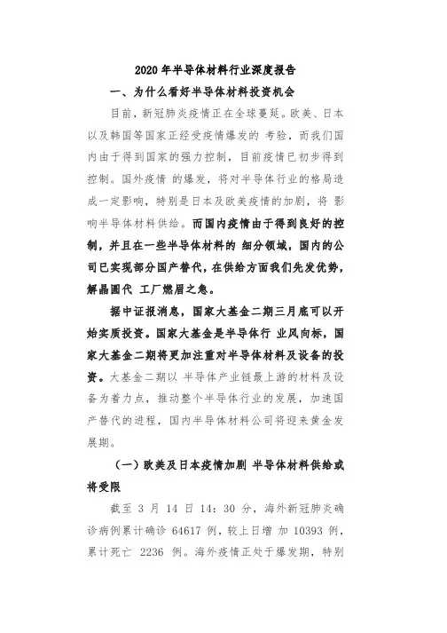 2020年半导体材料深度报告