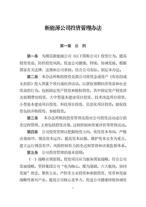 新能源公司投资管理办法
