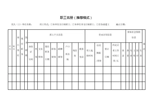 公司员工名册表格