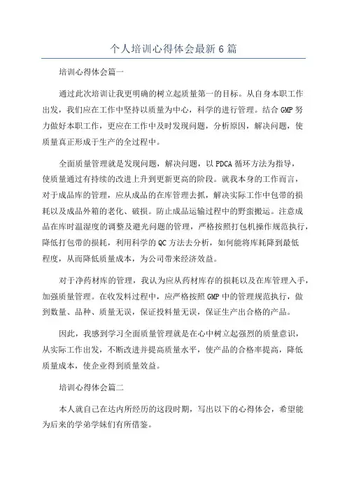 个人培训心得体会最新6篇