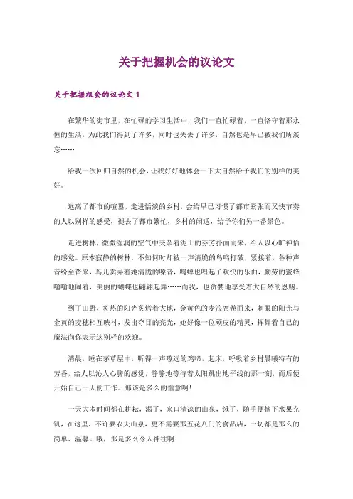 关于把握机会的议论文