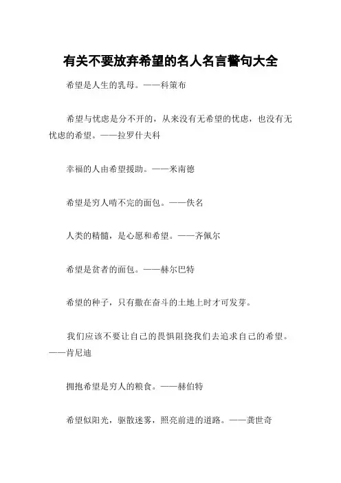 有关不要放弃希望的名人名言警句大全